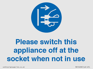 Please switch this appliance off at the socket when not in use
